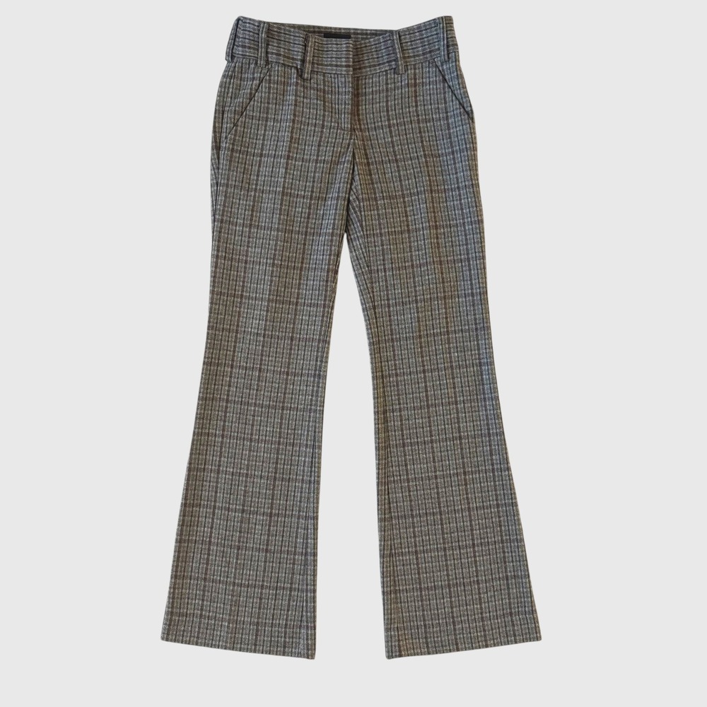 The Limited Drew Fit Plaid Wool Blend Bootcut Dress Pants Grey Brown sz 6 preppy